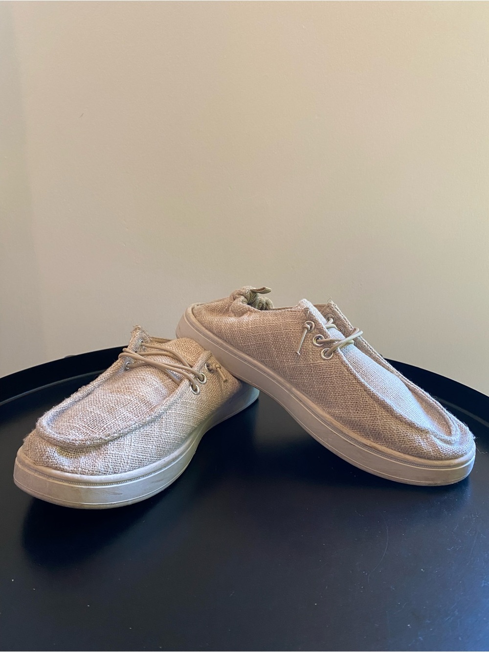 Slip-On Canvas Shoes in Natural Beige
